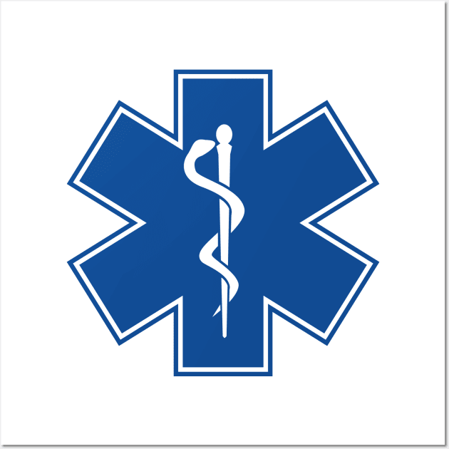 Star of Life EMT EMS Health Care Rod of Asclepius Blue Medical Symbol Wall Art by hobrath